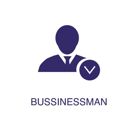 Businessman element in flat simple style on white background. Businessman icon, with text name concept templateのイラスト素材