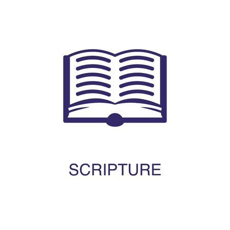 Scripture element in flat simple style on white background. Scripture icon, with text name concept templateのイラスト素材