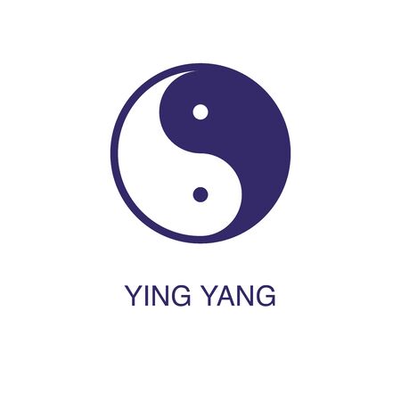 Yin yang element in flat simple style on white background. Yin yang icon, with text name concept templateのイラスト素材