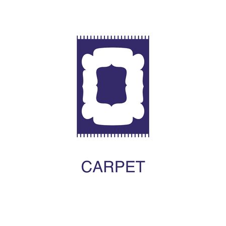 Carpet element in flat simple style on white background. Carpet icon, with text name concept templateのイラスト素材