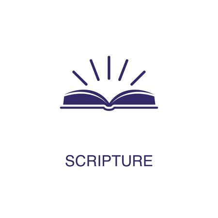 Scripture element in flat simple style on white background. Scripture icon, with text name concept templateのイラスト素材