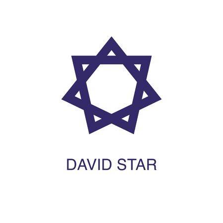 David star element in flat simple style on white background. David star icon, with text name concept templateのイラスト素材