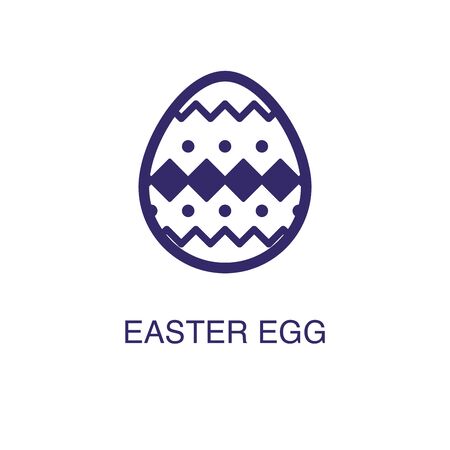 Easter egg element in flat simple style on white background. Easter egg icon, with text name concept templateのイラスト素材