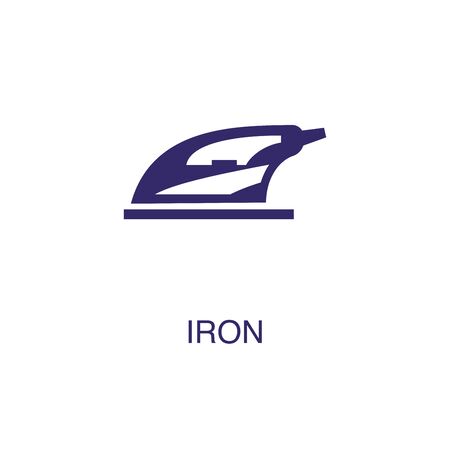 Iron element in flat simple style on white background. Iron icon, with text name concept templateのイラスト素材