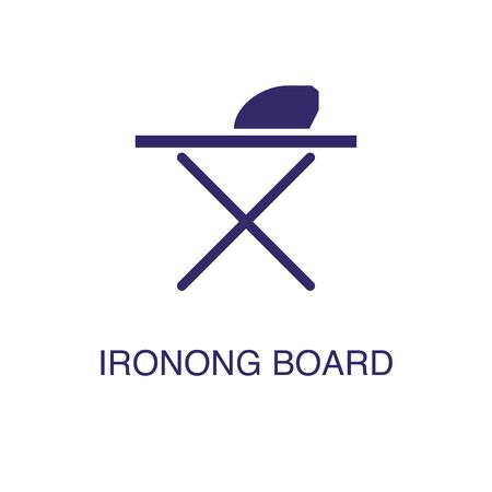 Ironing board element in flat simple style on white background. Ironing board icon, with text name concept templateのイラスト素材