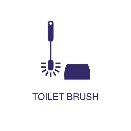 Toilet brush element in flat simple style on white background. Toilet brush icon, with text name concept templateのイラスト素材