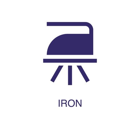 Iron element in flat simple style on white background. Iron icon, with text name concept templateのイラスト素材