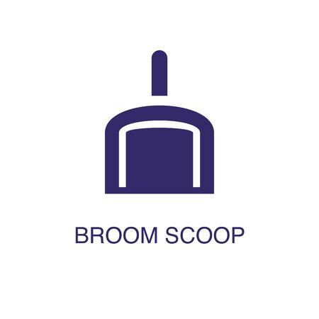Broom scoop element in flat simple style on white background. Broom scoop icon, with text name concept templateのイラスト素材