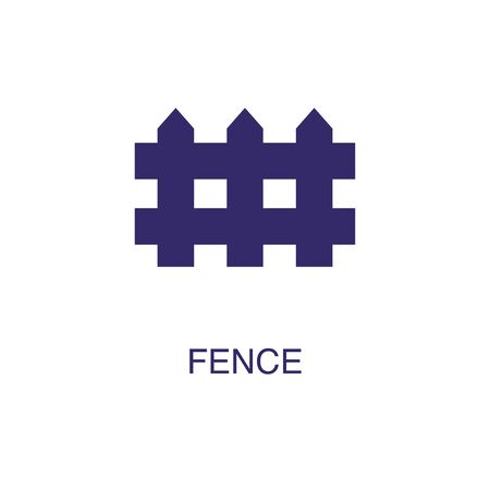 Fence element in flat simple style on white background. Fence icon, with text name concept templateのイラスト素材