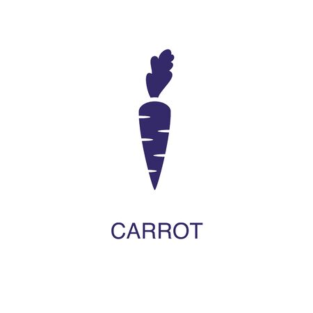 Carrot element in flat simple style on white background. Carrot icon, with text name concept templateのイラスト素材