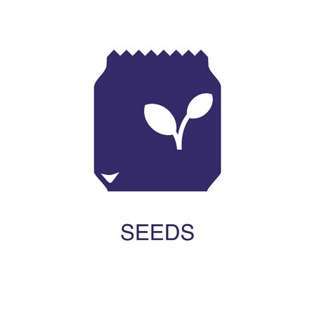Seeds element in flat simple style on white background. Seeds icon, with text name concept templateのイラスト素材
