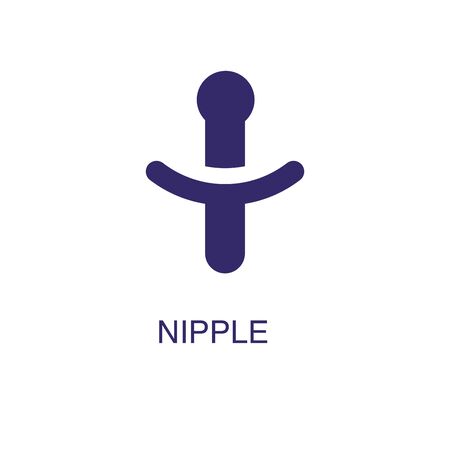 Nipple element in flat simple style on white background. Nipple icon, with text name concept templateのイラスト素材