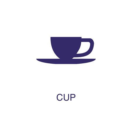 Cup element in flat simple style on white background. Cup icon, with text name concept templateのイラスト素材