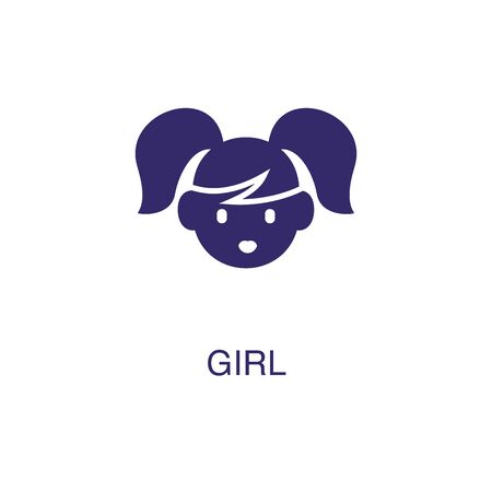Girl element in flat simple style on white background. Girl icon, with text name concept templateのイラスト素材