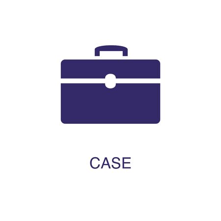 Case element in flat simple style on white background. Case icon, with text name concept templateのイラスト素材