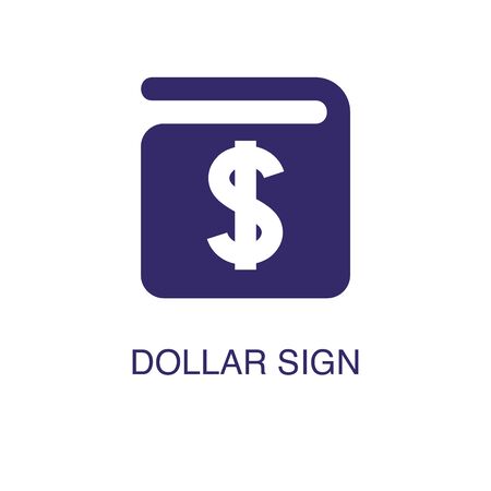 Dollar sign element in flat simple style on white background. Dollar sign icon, with text name concept templateのイラスト素材
