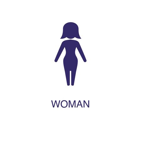 Woman element in flat simple style on white background. Woman icon, with text name concept templateのイラスト素材