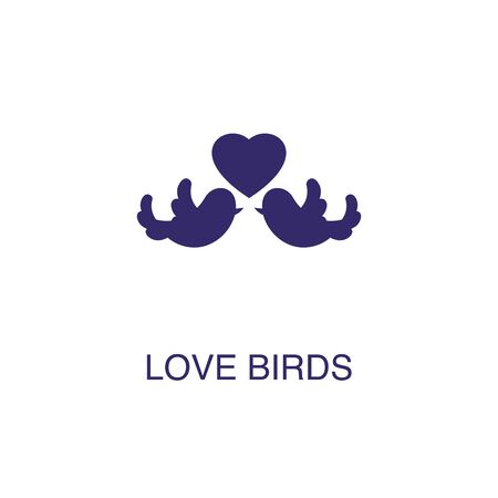 Lovebirds element in flat simple style on white background. Lovebirds icon, with text name concept templateのイラスト素材