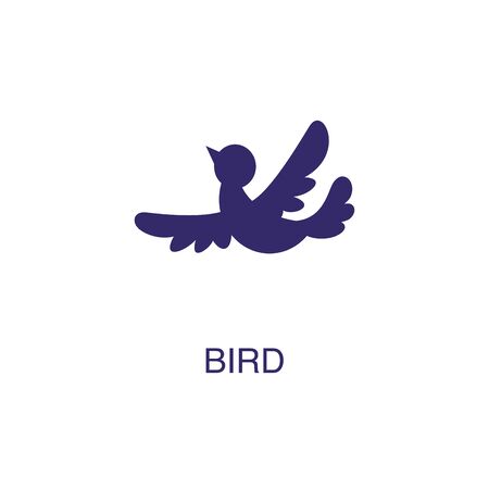 Bird element in flat simple style on white background. Bird icon, with text name concept templateのイラスト素材