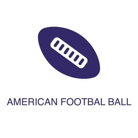 America football ball element in flat simple style on white background. America football ball icon, with text name concept templateのイラスト素材