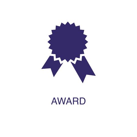 Award element in flat simple style on white background. Award icon, with text name concept templateのイラスト素材