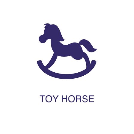 Toy horse element in flat simple style on white background. Toy horse icon, with text name concept templateのイラスト素材