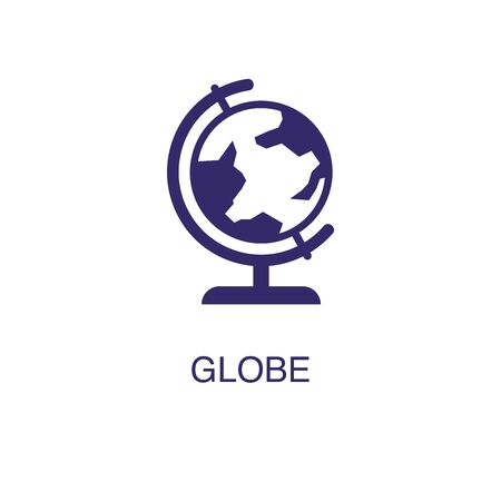 Globe element in flat simple style on white background. Globe icon, with text name concept templateのイラスト素材