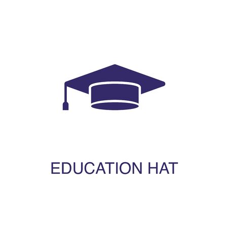 Graduation hat element in flat simple style on white background. Graduation hat icon, with text name concept templateのイラスト素材