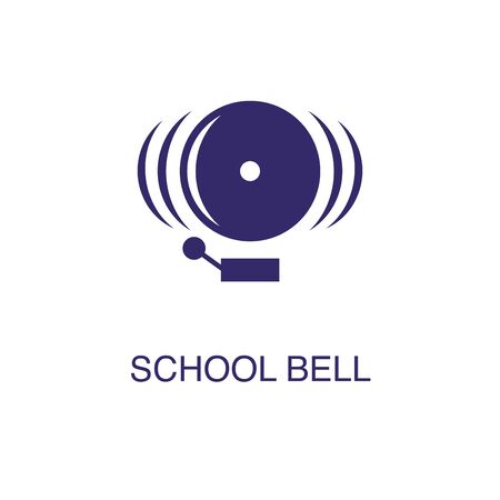 School bell element in flat simple style on white background. School bell icon, with text name concept templateのイラスト素材
