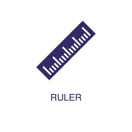 Ruler element in flat simple style on white background. Ruler icon, with text name concept templateのイラスト素材