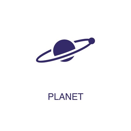 Planet element in flat simple style on white background. Planet icon, with text name concept templateのイラスト素材