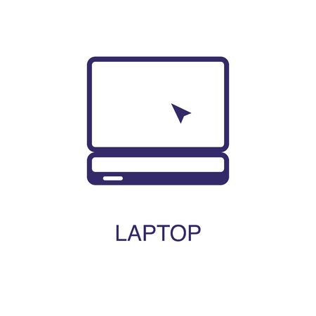 Laptop element in flat simple style on white background. Laptop icon, with text name concept templateのイラスト素材