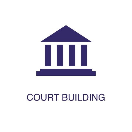 Court building element in flat simple style on white background. Court building icon, with text name concept templateのイラスト素材