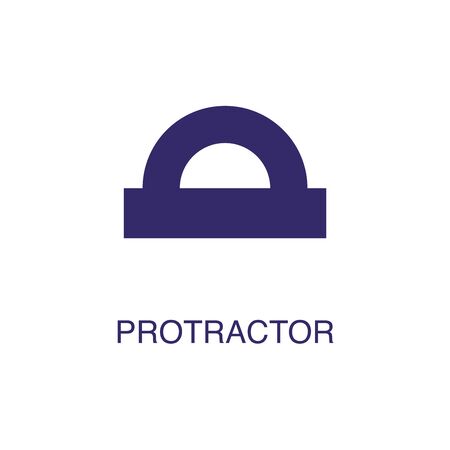Protractor element in flat simple style on white background. Protractor icon, with text name concept templateのイラスト素材
