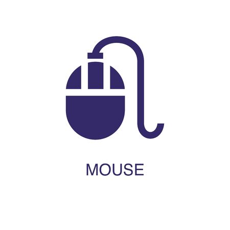 Mouse element in flat simple style on white background. Mouse icon, with text name concept templateのイラスト素材