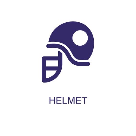 Helmet element in flat simple style on white background. Helmet icon, with text name concept templateのイラスト素材
