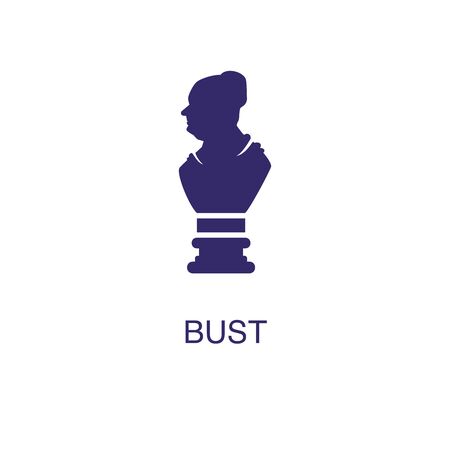 Bust element in flat simple style on white background. Bust icon, with text name concept templateのイラスト素材