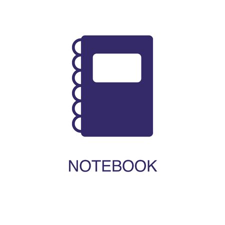 Book element in flat simple style on white background. Book icon, with text name concept templateのイラスト素材