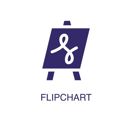 Flipchart element in flat simple style on white background. Flipchart icon, with text name concept templateのイラスト素材