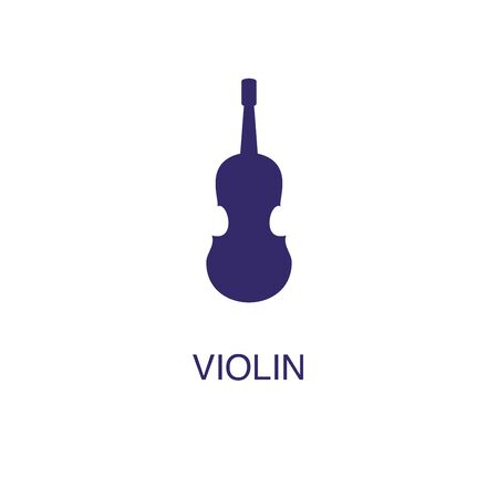 Violin element in flat simple style on white background. Violin icon, with text name concept templateのイラスト素材