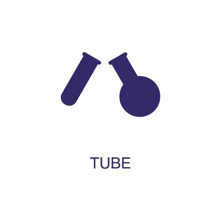 Tube element in flat simple style on white background. Tube icon, with text name concept templateのイラスト素材