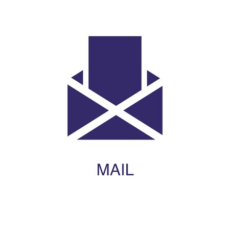 Mail element in flat simple style on white background. Mail icon, with text name concept templateのイラスト素材
