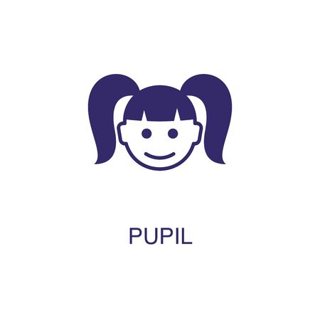 Pupil element in flat simple style on white background. Pupil icon, with text name concept templateのイラスト素材