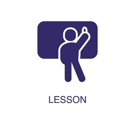 Lesson element in flat simple style on white background. Lesson icon, with text name concept templateのイラスト素材
