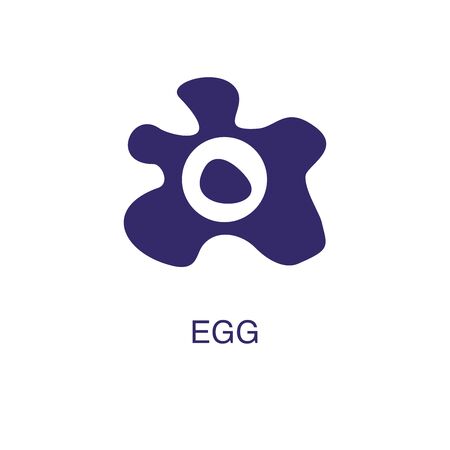 Egg element in flat simple style on white background. Egg icon, with text name concept templateのイラスト素材