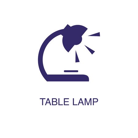 Table lamp element in flat simple style on white background. Table lamp icon, with text name concept templateのイラスト素材