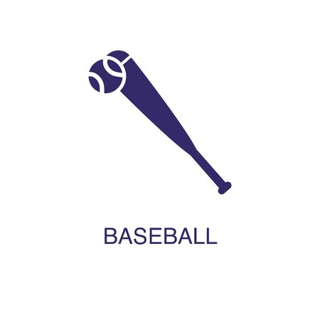 Baseball element in flat simple style on white background. Baseball icon, with text name concept templateのイラスト素材
