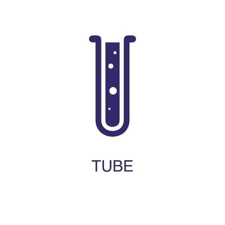 Tube element in flat simple style on white background. Tube icon, with text name concept templateのイラスト素材