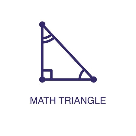 Math triangle element in flat simple style on white background. Math triangle icon, with text name concept templateのイラスト素材