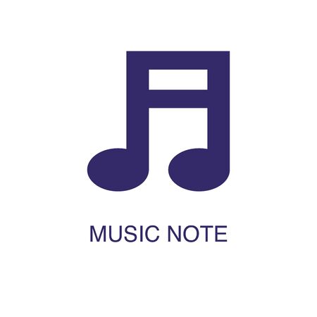 Music note element in flat simple style on white background. Music note icon, with text name concept templateのイラスト素材